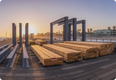 Structural steel and timber materials for durable construction in coastal environments